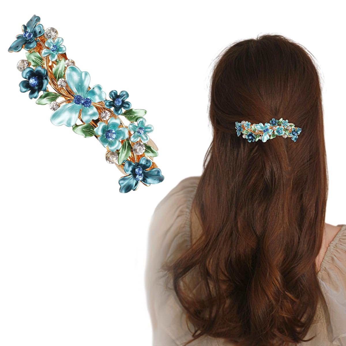 MAYCREATE Barrette Hair Clips for Women Stylish Latest Flower Spring Hair Clip Luxurious Metal Crystal Hair Barrettes Accessories Ponytail Holder for Daily Party Wear Mothers Day Gift MAYCREATE Barrette Hair Clips for Women Stylish Latest Flower Spring Hair Clip Luxurious Metal Crystal Hair Barrettes Accessories Ponytail Holder for Daily Party Wear Mothers Day Gift